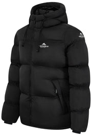 Helvetica Mountain Pioneers Middle Block Hooded Down Jacket - Black
