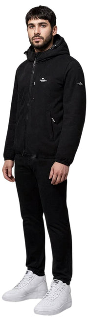 Helvetica Mountain Pioneers Eyeblock Hooded Windbreaker Jacket - Black