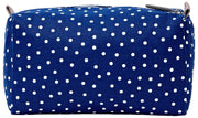 Roka Mayfair Small Cotton Canvas Wash Bag - Navy Polka Dot