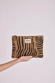 Hindbag Ema Medium Zipped Pouch - Zebra Cinnamon Brown