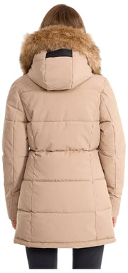 Helvetica Mountain Pioneers Sarah Hooded Parka Jacket - Taupe Beige