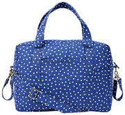 Roka Somerset Large Cotton Canvas Baby Bag - Navy Polka Dot