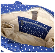 Roka Somerset Large Cotton Canvas Baby Bag - Navy Polka Dot