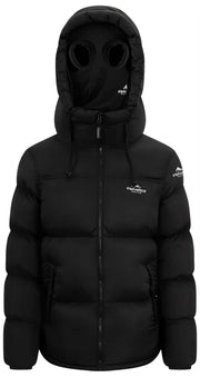 Helvetica Mountain Pioneers Middle Block Hooded Down Jacket - Black