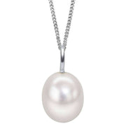 Beginnings Ball Chain Baroque Pearl Pendant - Silver/White