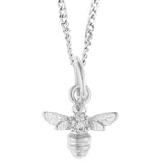 Beginnings Cubic Zirconia Bee Charm Pendant - Silver