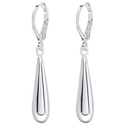 Beginnings Elongated Teardrop French Hook Earrings - Silver