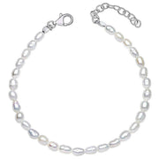 Beginnings Rice Pearl Bracelet - Silver/White