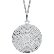 Beginnings Ripple Texture Round Disc Pendant - Silver