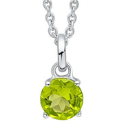 Beginnings Round Semi Precious Pendant - Silver/Green