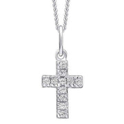 Beginnings Small Cross Gemstone Pendant - Silver