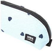 Roka Tate Small Cotton Canvas Pouch - Heart Print Blue