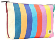 Roka Maida Vale Medium Cotton Canvas Pouch - Wide Multi Stripe
