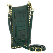 Campomaggi Portacellulare Stud Phone Holder Bag - Green Bottle/Red