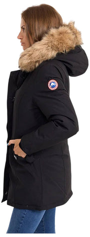 Helvetica Mountain Pioneers Lilli Hooded Parka Jacket - Black/Natural