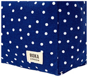 Roka Mayfair Small Cotton Canvas Wash Bag - Navy Polka Dot