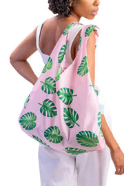 Kind Bag London Medium Reusable Bag - Palms Pink/Green