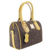 Das Impex Harris Tweed Leather Bowling Bag - Yellow/Brown