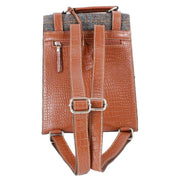 Das Impex Harris Tweed Medium Leather Backpack - Tan/Brown