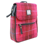 Das Impex Harris Tweed Small Leather Backpack - Black/Pink/Red