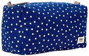 Roka Mayfair Small Cotton Canvas Wash Bag - Navy Polka Dot