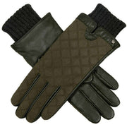 Dents Arabella Waxed Cotton Water Resistant Touchscreen Gloves - Olive Green