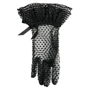 Dents Caroline Double Cuff and Bow Spotty Tulle Gloves - Black