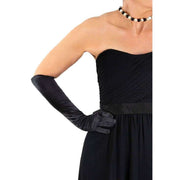 Dents Daphne Long Below Elbow Satin Button Gloves - Black