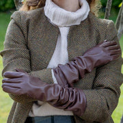 Dents Demi Long Leather Gloves - Chestnut Brown
