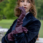 Dents Demi Long Leather Gloves - Damson Burgundy