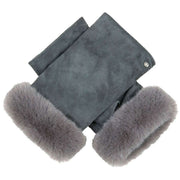 Dents Eva Trim Fingerless Suede Mittens - Charcoal Grey