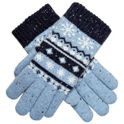 Dents Fair Isle Jacquard Design Knitted Gloves - Cornflower Blue