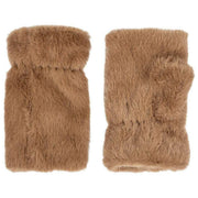 Dents Fingerless Faux Fur Mittens - Chestnut Brown