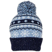 Dents Jacquard Fair Isle Knitted Bobble Hat - Cornflower Blue