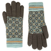 Dents Jacquard Fair Isle Knitted Gloves - Charcoal Grey/Blue