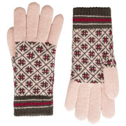 Dents Jacquard Fair Isle Knitted Gloves - Pink/Charcoal Grey