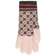 Dents Jacquard Fair Isle Knitted Gloves - Pink/Charcoal Grey