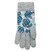 Dents Jacquard Rose Pattern Knitted Gloves - Dove Grey