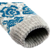 Dents Jacquard Rose Pattern Knitted Gloves - Dove Grey