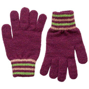 Dents Knitted Stripe Cuff Gloves - Orchid Burgundy