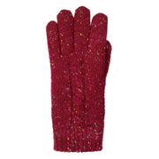 Dents Marl Yarn Cable Knit Gloves - Shiraz Red