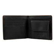 Dents Severn Leather RFID Blocking Coin Bifold Wallet - Black/Dark Tan