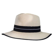 Dents Straw Striped Ribbon Fedora Hat - Ivory