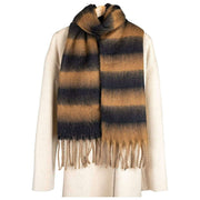 Dents Stripe Blanket Scarf - Camel Beige/Black