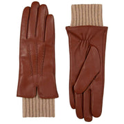 Dents Tamara Knitted Cuff Leather Gloves - Cognac Tan/Camel Tan