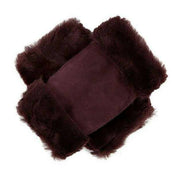 Dents Vera Fingerless Sheepskin Mittens - Aubergine Suede