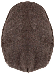 Dents Grafham Herringbone Tweed Flat Cap - Chocolate Brown