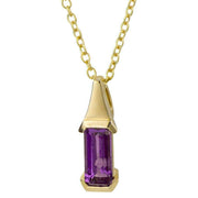 Elements Gold Elongated Amethyst Pendant - Purple/Gold