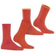 Esprit Allover Stripe 2 Pack Socks - Pink/Orange Mix