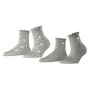 Esprit Blossom 2 Pack Socks - Light Grey